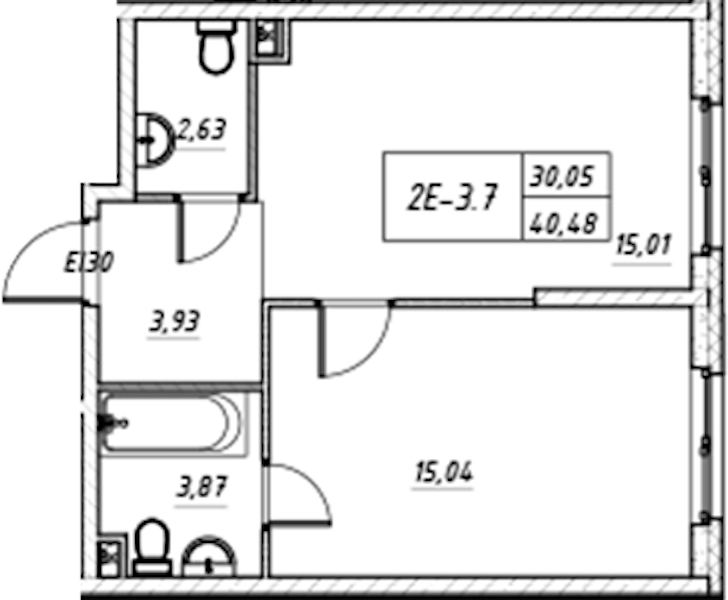 1-комнатная квартира 40.48 м², 7/17 эт., Комплекс апартаментов «Zoom на Неве»